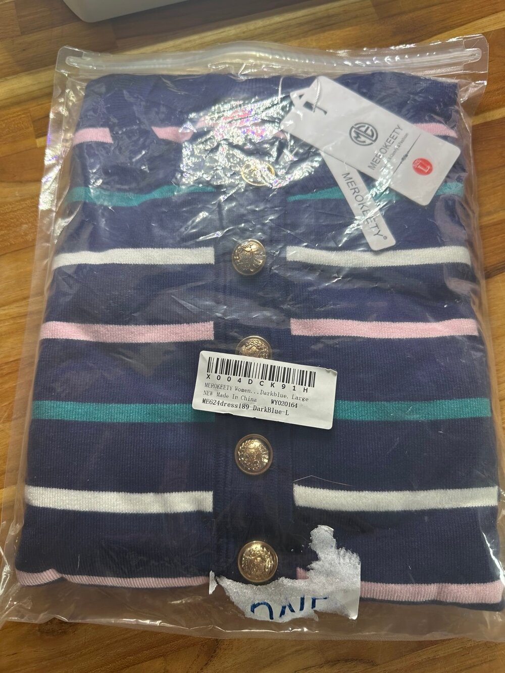 NWT Merokeety Women Sz Large Dark Blue Sweater Dress NIB Work Wedding